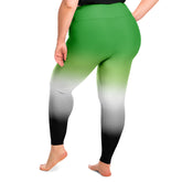 Aromantic Pride Ombre High-Waist Plus Leggings Plus Size Legging - AOP PRIDE MODE
